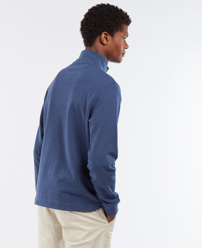 Blue Men's Barbour Explorer Shotley Half Zip Sweatshirts | NWOPLX-605