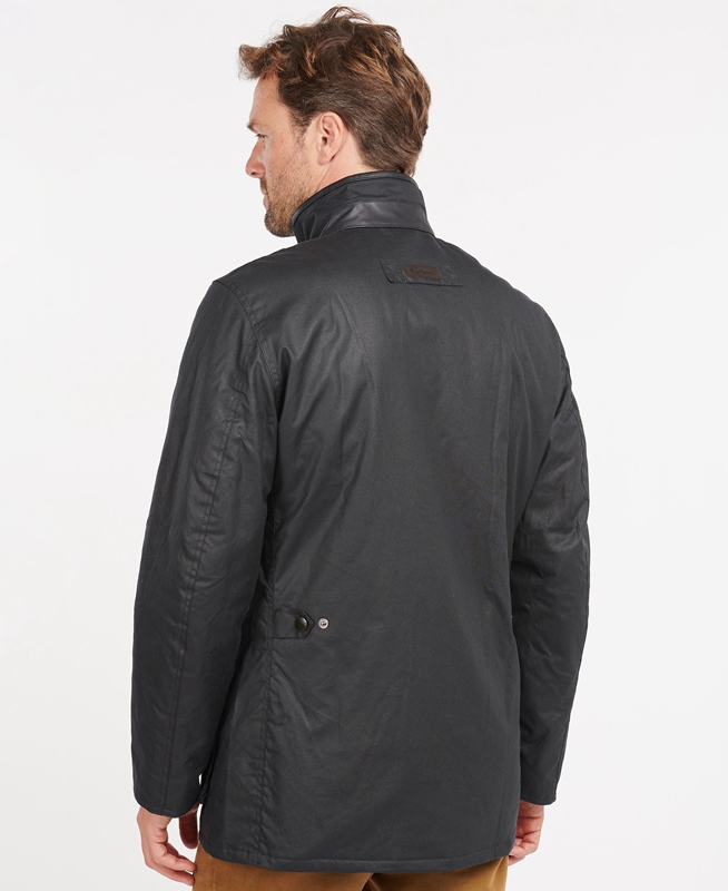 Blue Men's Barbour Hereford Waxed Jackets | VAEZUL-846