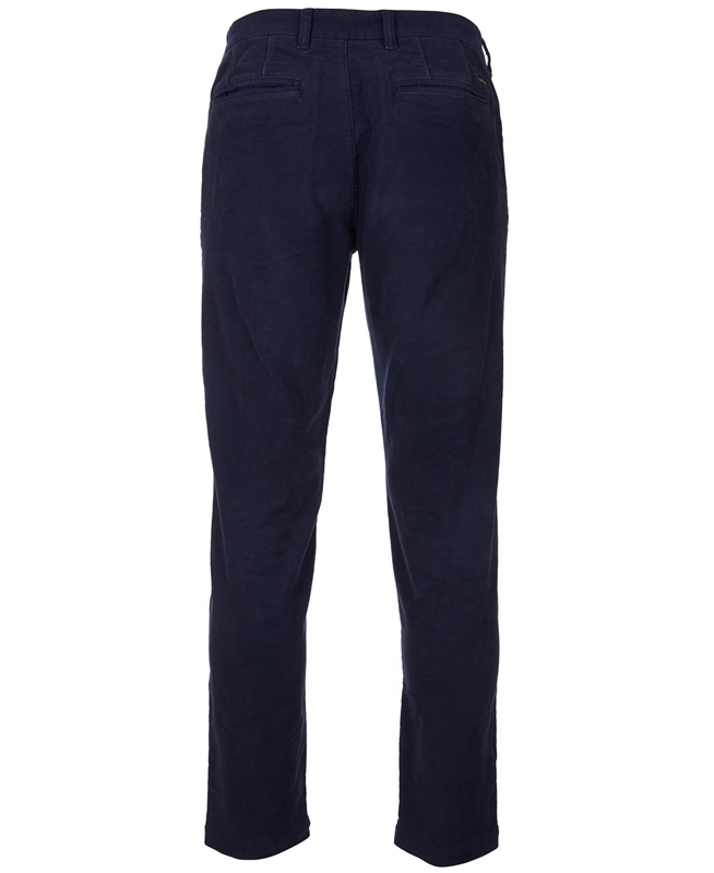 Blue Men's Barbour Neuston Moleskin Trousers Pants | TXVFYQ-879