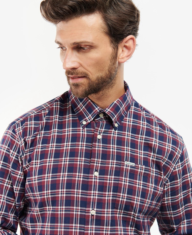 Blue Men's Barbour Turville Regular Fit Shirts | CXGRLE-348