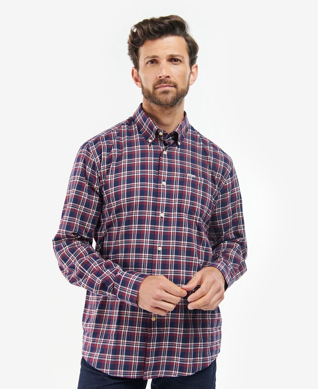 Blue Men's Barbour Turville Regular Fit Shirts | CXGRLE-348