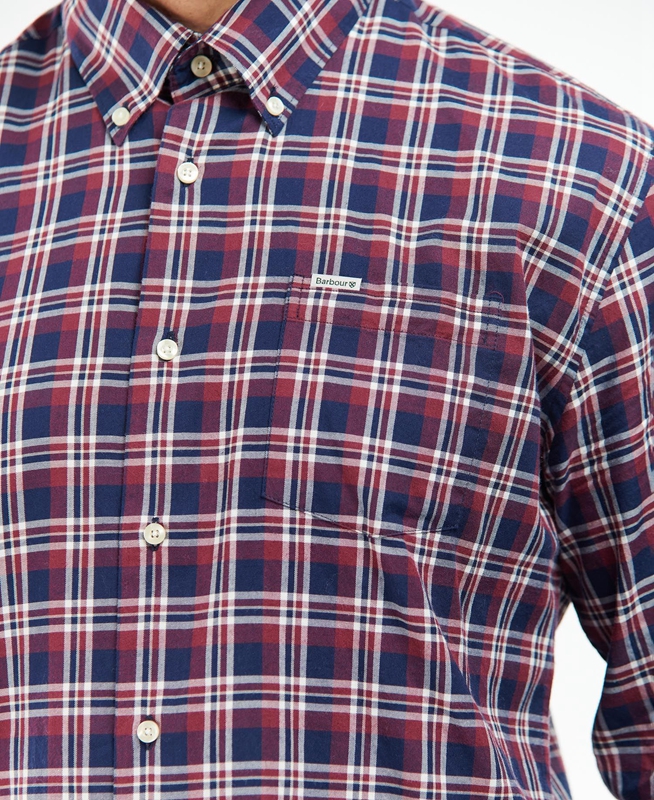 Blue Men's Barbour Turville Regular Fit Shirts | CXGRLE-348