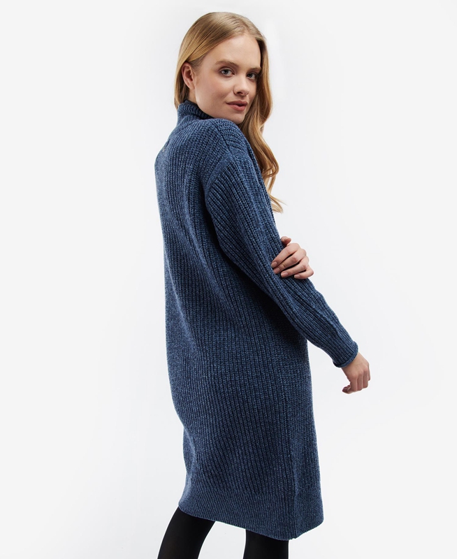 Blue Women's Barbour Greenwell Knitted Dress | YNXZQM-401