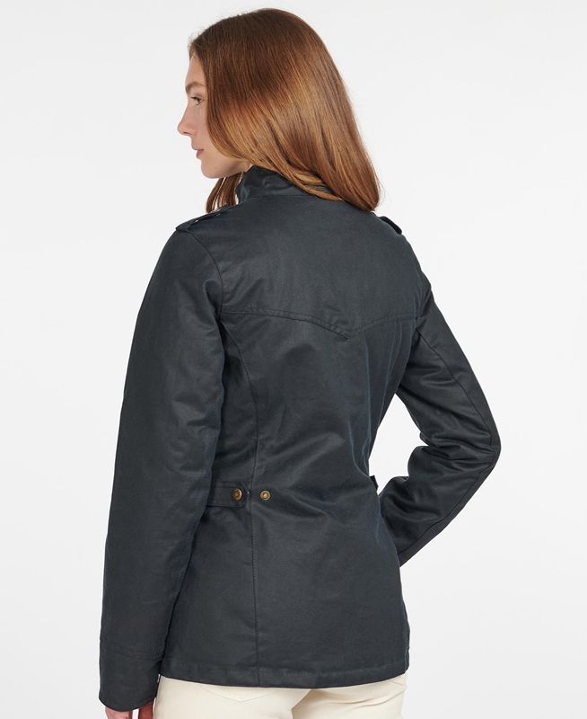 Blue Women's Barbour Winter Defence Waxed Jackets | VWUZMK-053