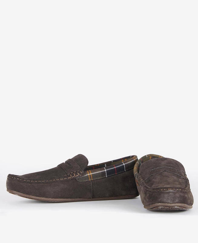 Brown Men's Barbour Porterfield Slippers | RXTPHF-298