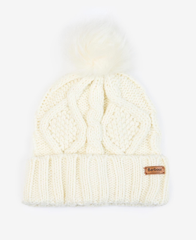 Cream Women's Barbour ridley beanie and scarf Hats | LJVCDH-985