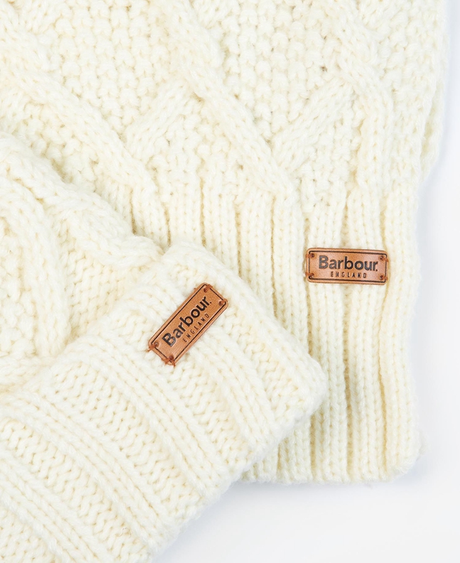 Cream Women's Barbour ridley beanie and scarf Hats | LJVCDH-985