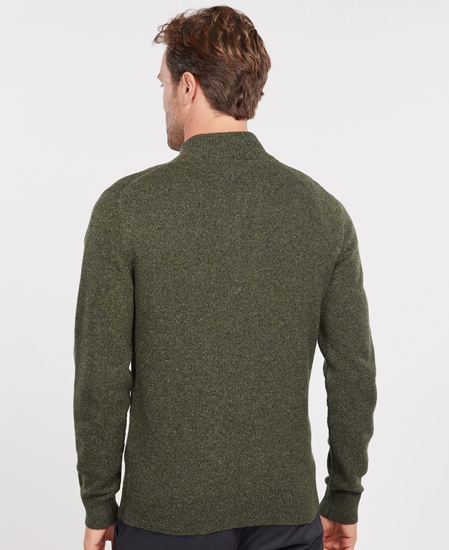 Green Men's Barbour Essential Cardigan Tisbury Zip Through Sweaters | VWXCZK-396