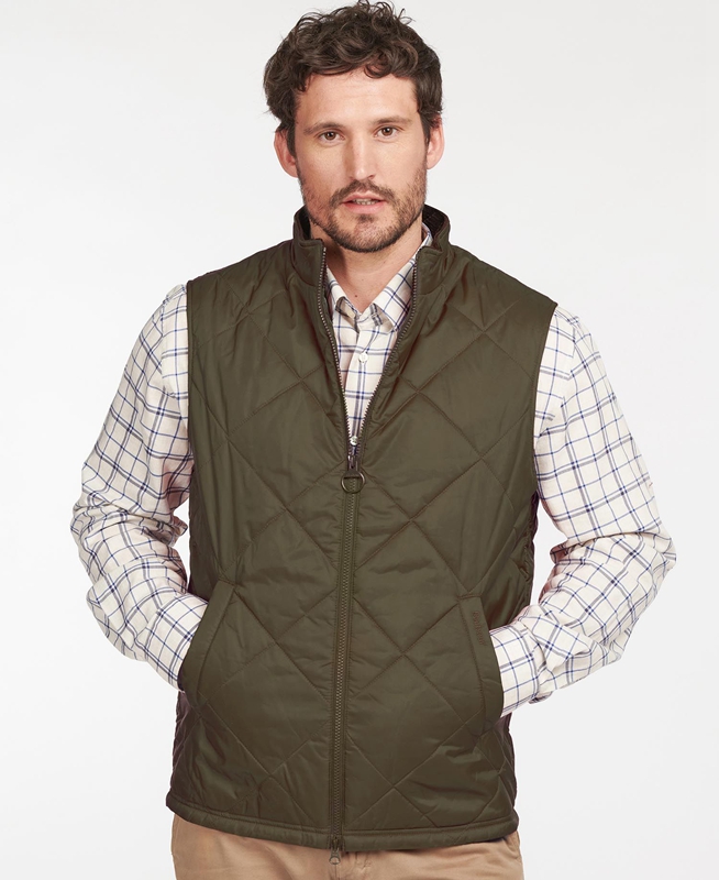 Green Men's Barbour Finn Vest | BOKTVA-182