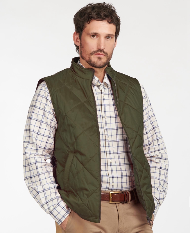 Green Men\'s Barbour Finn Vest | BOKTVA-182