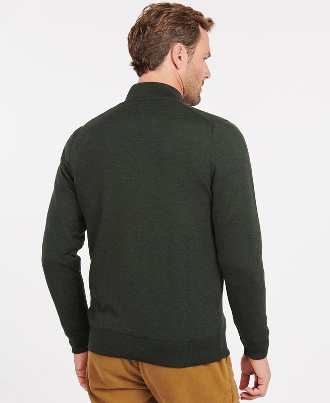 Green Men's Barbour Gamlan Half Zip Sweaters | KPGIVA-392