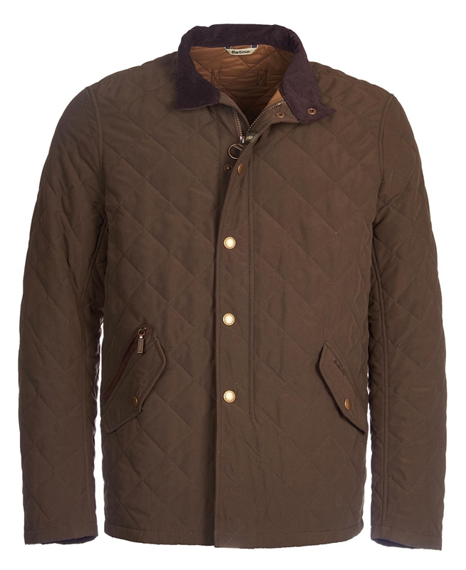 Green Men's Barbour Shoveler Quilted Jackets | PYOVHZ-130