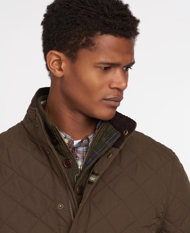 Green Men's Barbour Shoveler Quilted Jackets | PYOVHZ-130