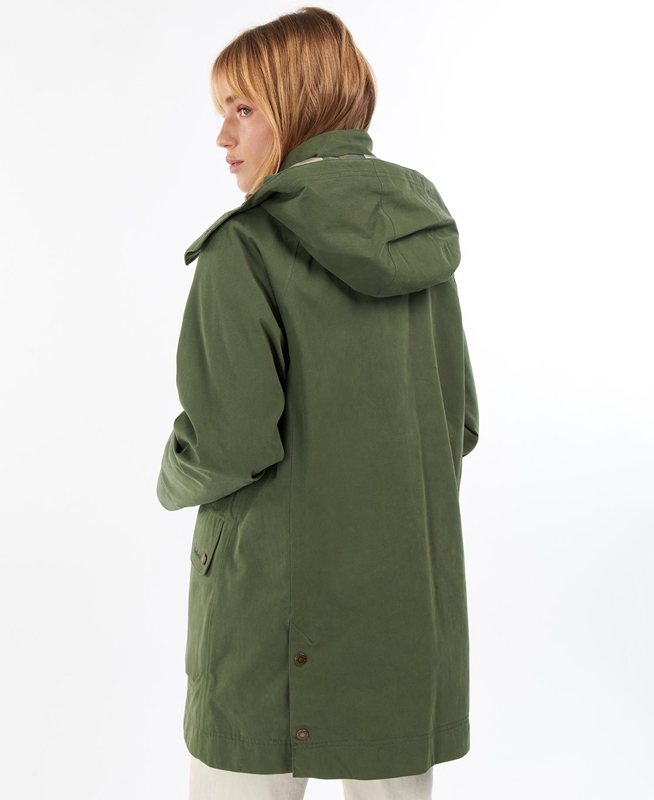 Green Women's Barbour Clary Waterproof Jackets | TQNYDU-392