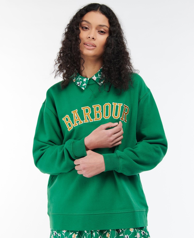 Green Women's Barbour Northumberland Sweatshirts | HRCAQU-459