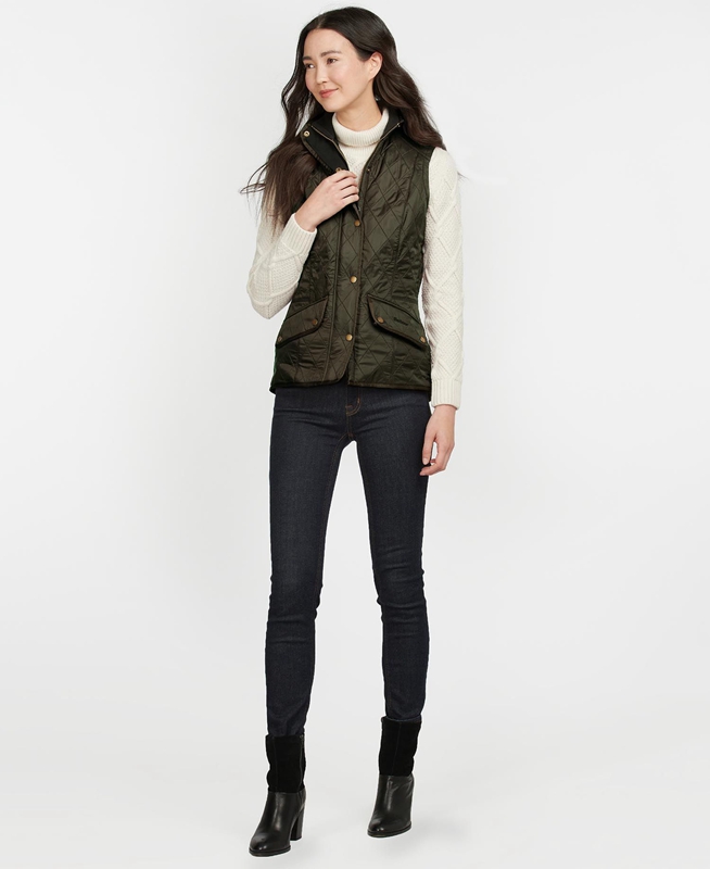 Green Women's Barbour Weste Cavalry Vest | ZYNSFM-769