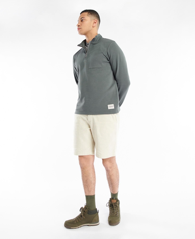 Grey Men's Barbour Broughton Half Zip Sweatshirts | VGYXEA-932