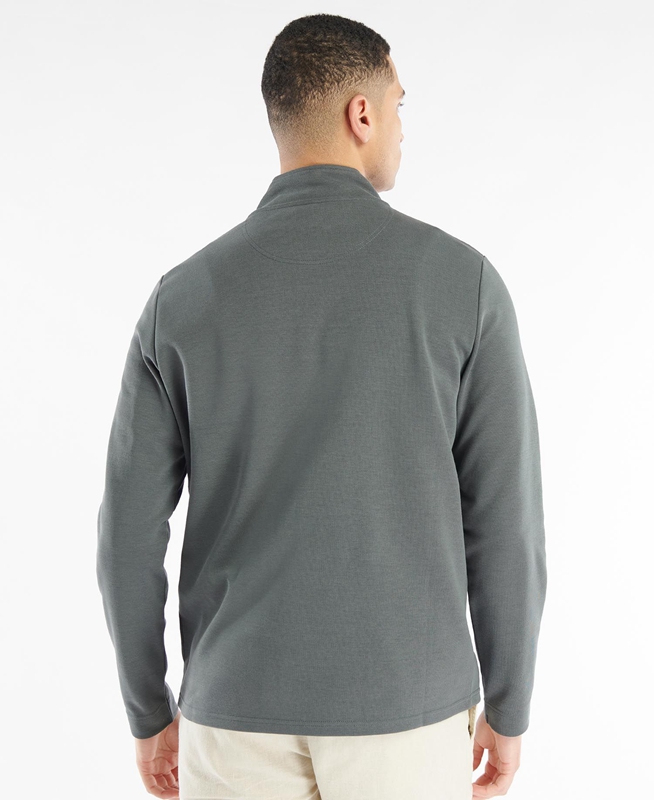 Grey Men's Barbour Broughton Half Zip Sweatshirts | VGYXEA-932