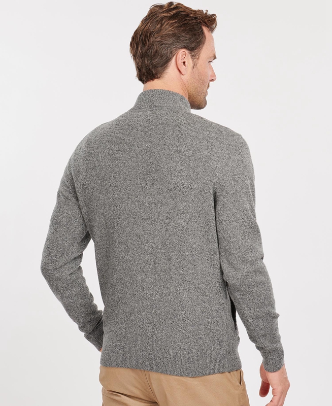 Grey Men's Barbour Essential Cardigan Tisbury Zip Through Sweaters | HUGPZN-643