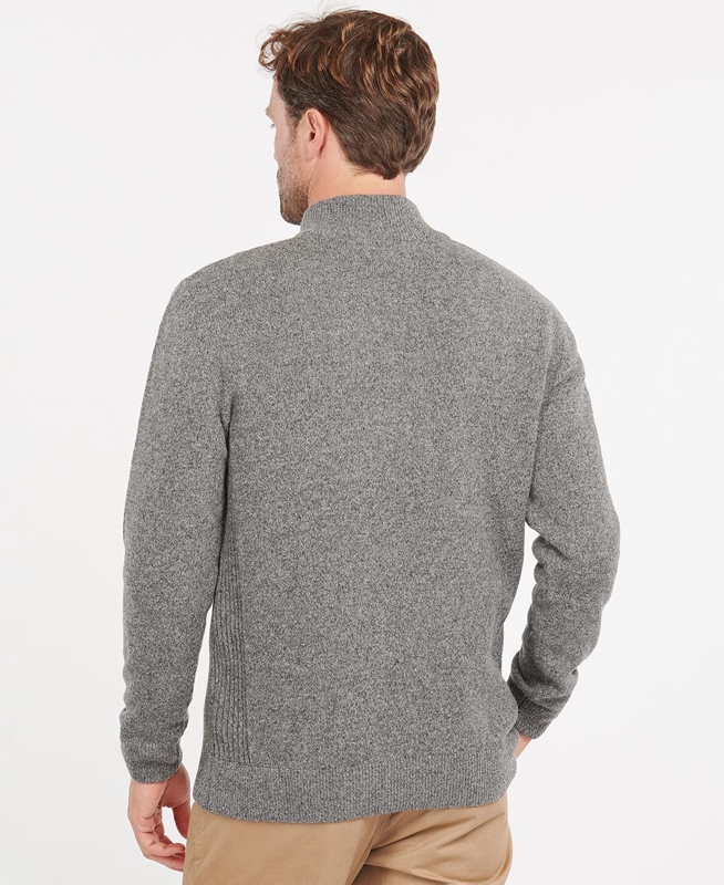 Grey Men's Barbour Essential Tisbury Half Zip Sweaters | LZTKWS-076