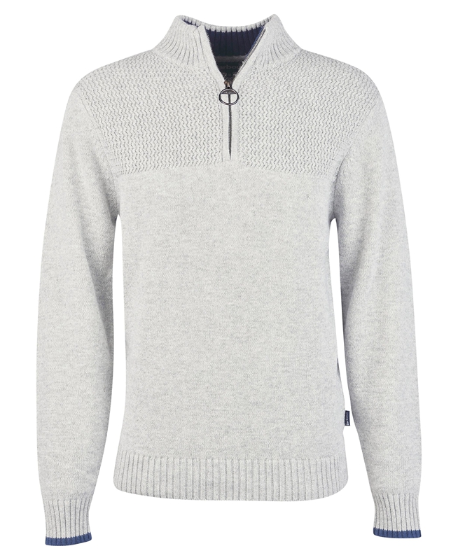 Grey Men's Barbour Shoal Half Zip Sweaters | UCHLEJ-829