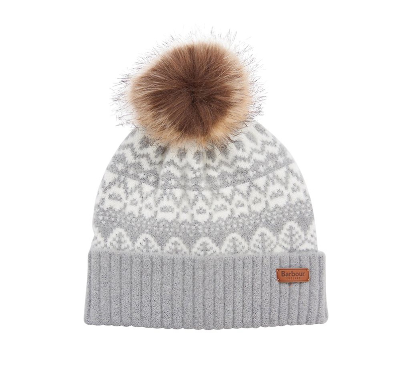 Grey Women\'s Barbour Beanie Alpine Fair Isle Pom Hats | WIASQD-812