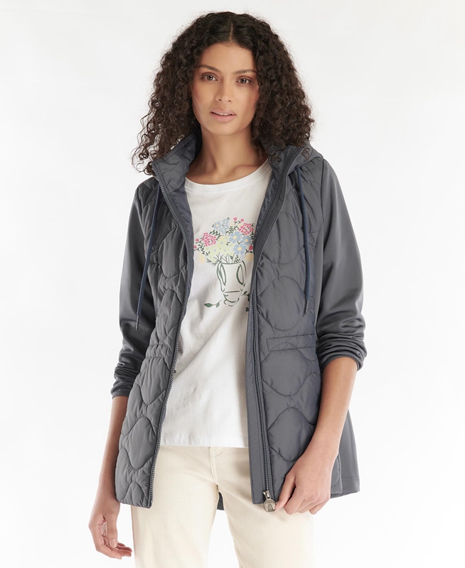 Grey Women's Barbour Willowherb Quilted Sweatshirts | NXBRWA-723