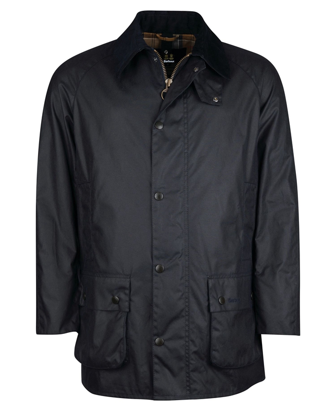 Navy Men's Barbour Beausby Waxed Jackets | ISZLAP-078