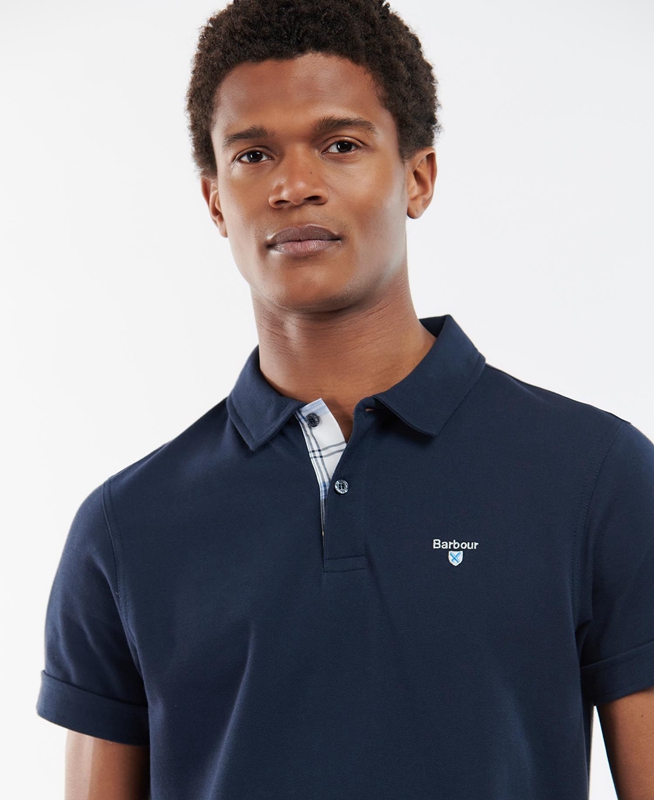 Navy Men's Barbour Birkhill Polo shirts | HKFBEC-905