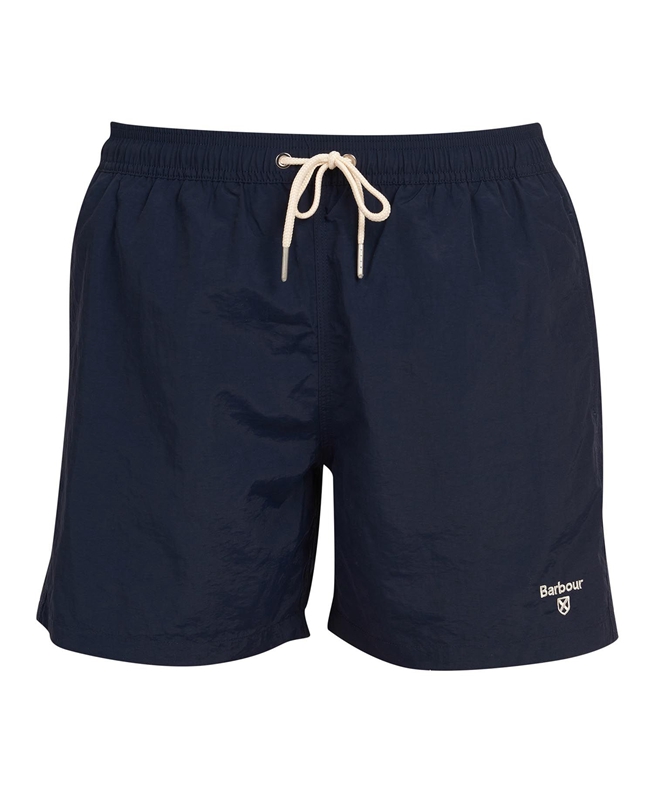 Navy Men's Barbour Essential Logo 5'' Swim Pants | MPFXGL-721