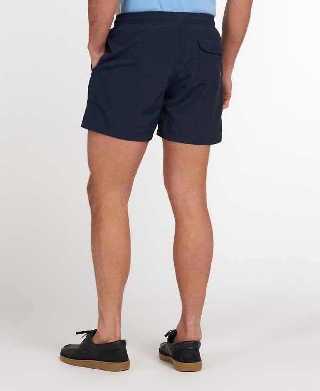 Navy Men's Barbour Essential Logo 5'' Swim Pants | MPFXGL-721