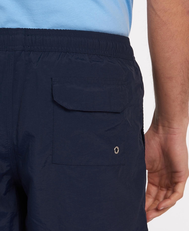 Navy Men's Barbour Essential Logo 5'' Swim Pants | MPFXGL-721