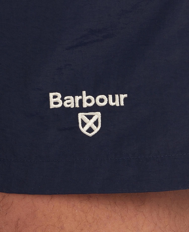 Navy Men's Barbour Essential Logo 5'' Swim Pants | MPFXGL-721