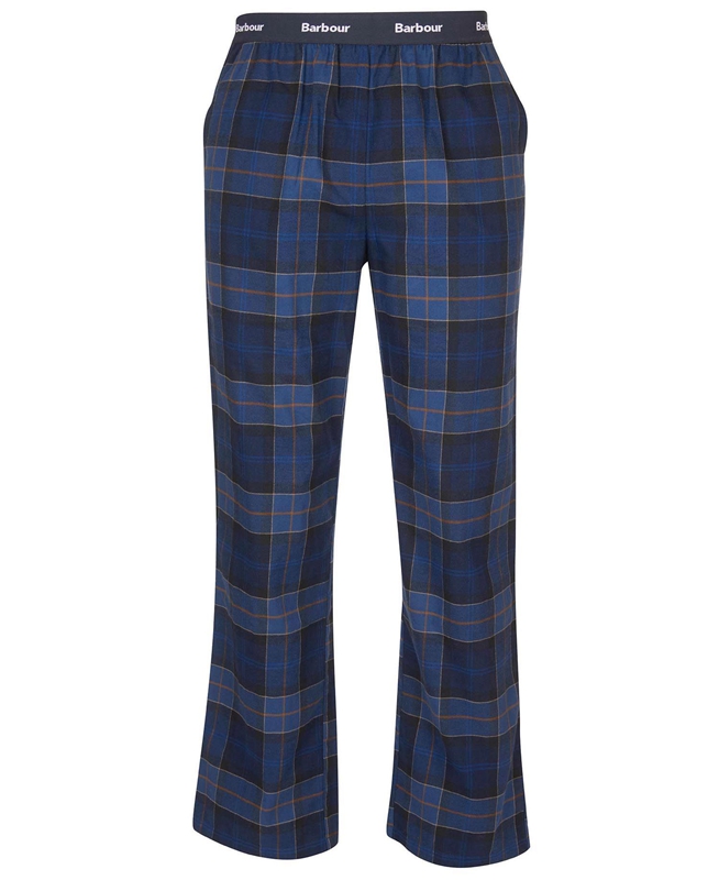 Navy Men's Barbour Hose Glenn Tartan Pants | SFRUJL-082