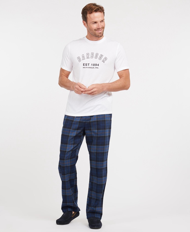 Navy Men's Barbour Hose Glenn Tartan Pants | SFRUJL-082