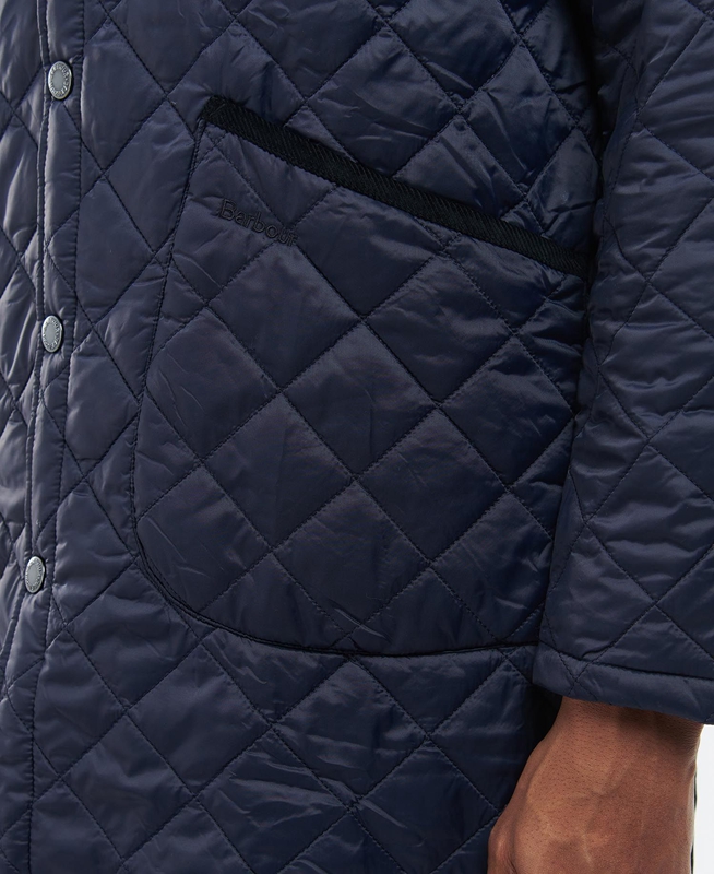 Navy Men's Barbour Long Liddesdale Quilted Jackets | NSFTIY-869