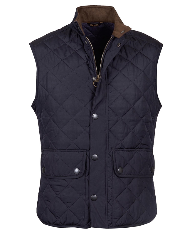 Navy Men's Barbour Lowerdale Vest | MZDGAF-741