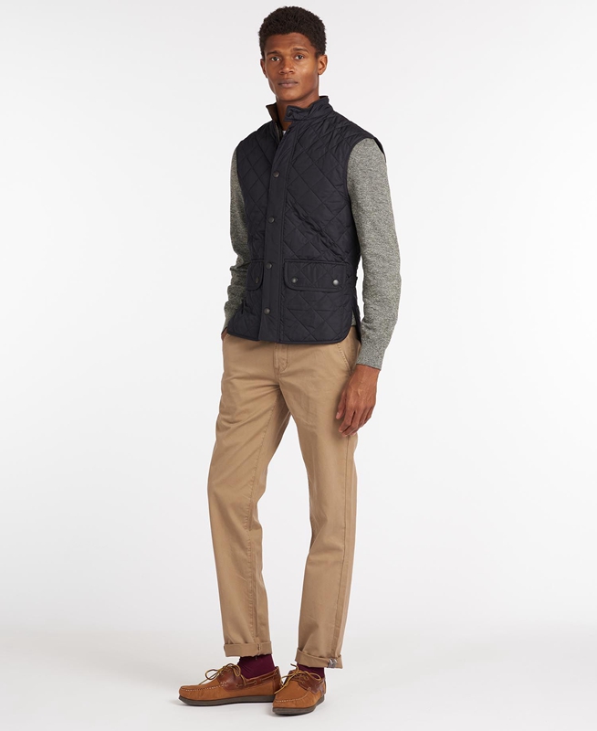 Navy Men's Barbour Lowerdale Vest | MZDGAF-741