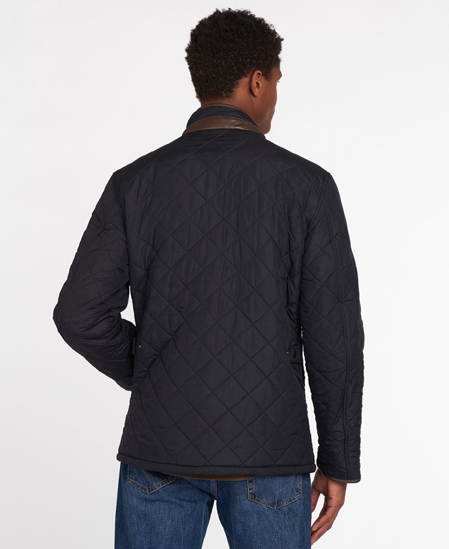 Navy Men's Barbour Powell Quilted Jackets | XIFKAV-823