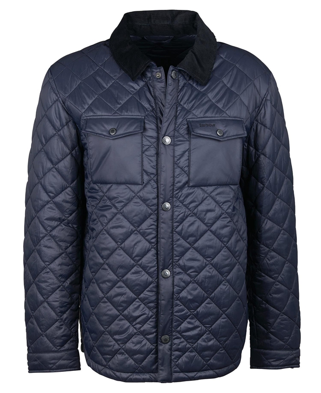 Navy Men's Barbour Shirt Quilted Jackets | YNSIWA-905