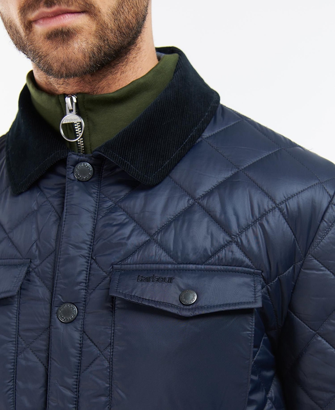 Navy Men's Barbour Shirt Quilted Jackets | YNSIWA-905