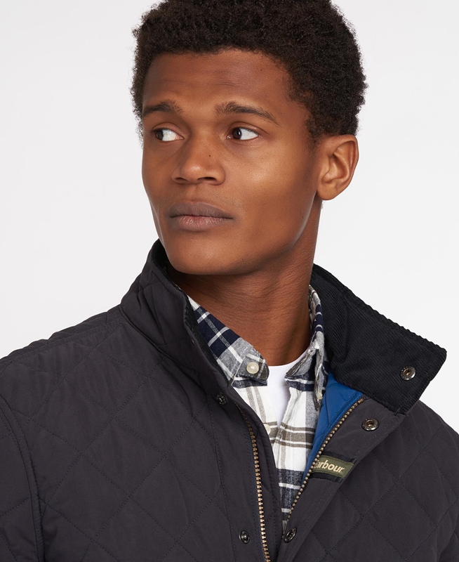 Navy Men's Barbour Shoveler Quilted Jackets | KLCBGJ-530