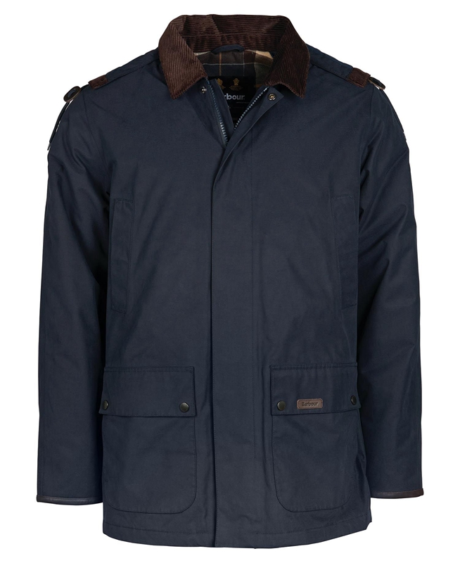 Navy Men's Barbour Wallace Waterproof Jackets | HZDVAF-863