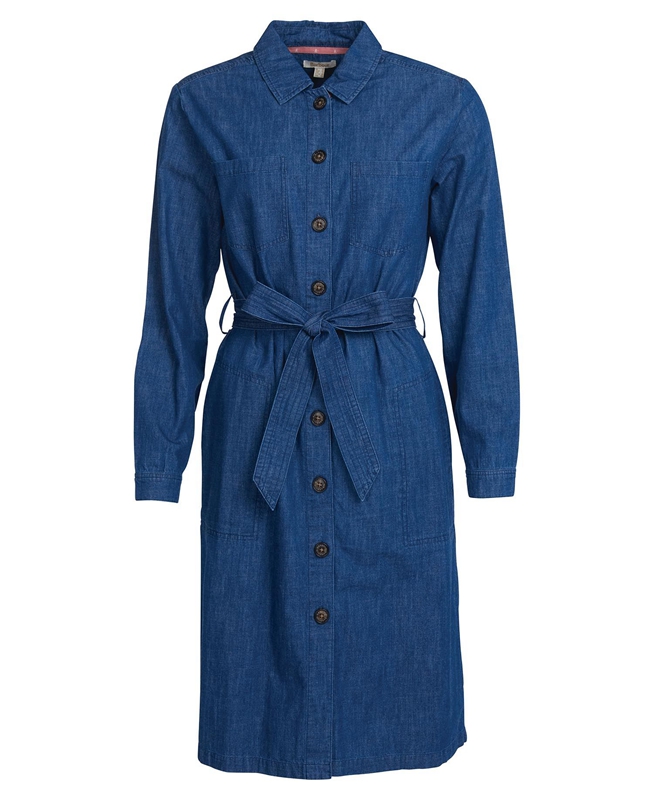 Navy Women's Barbour Barmouth Dress | DEQLUO-014