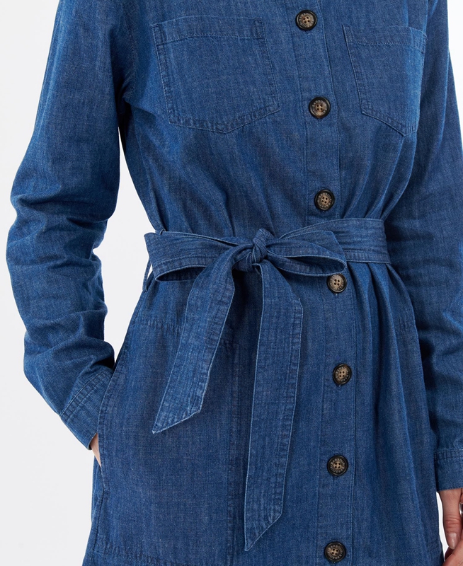 Navy Women's Barbour Barmouth Dress | DEQLUO-014