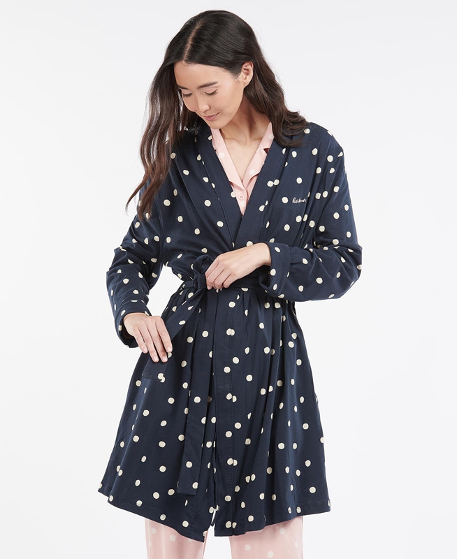 Navy Women\'s Barbour Dotty Robe Nightwear | GVLHYQ-390