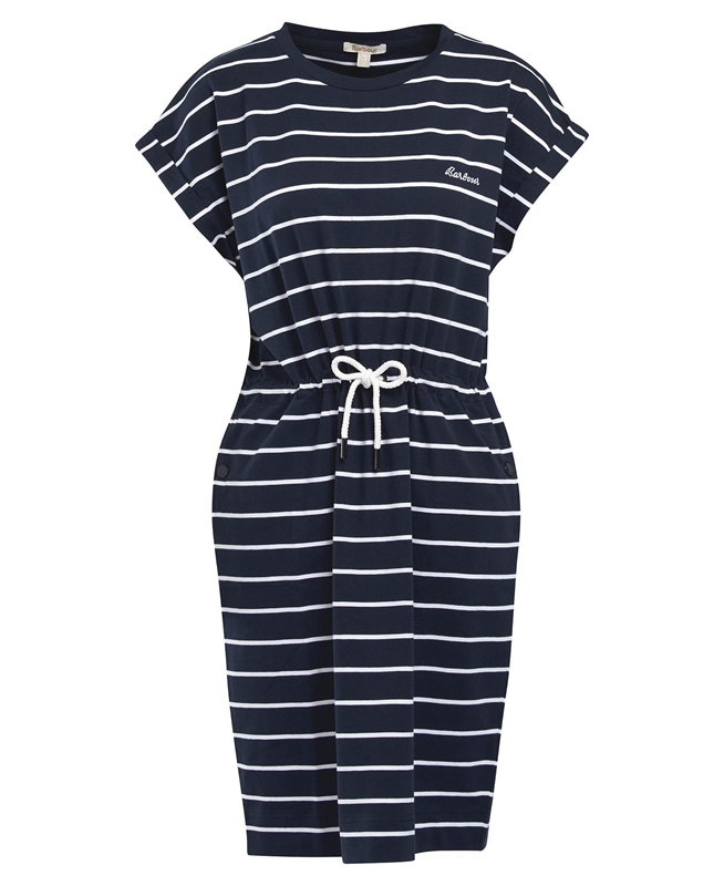 Navy Women's Barbour Marlo Stripe Dress | ZTGXPJ-431