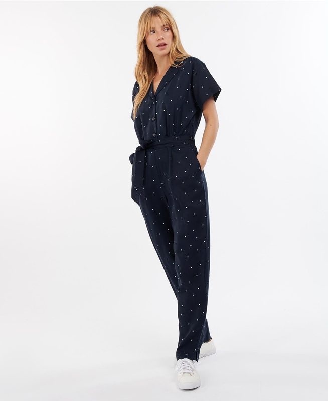 Navy Women's Barbour Melita Jumpsuit Dress | BYLFDM-580