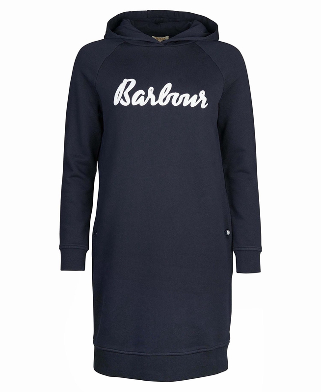 Navy Women's Barbour Otterburn Dress | XHEWLO-438