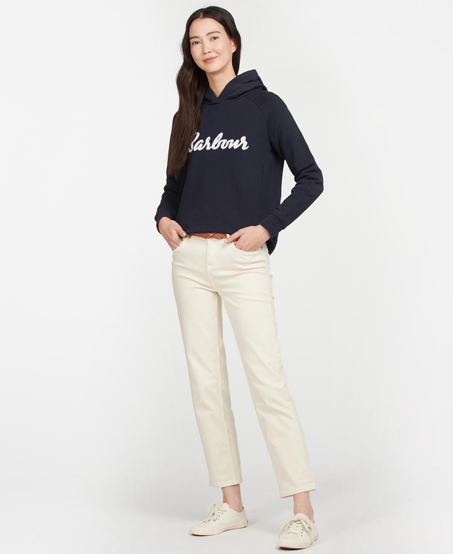 Navy Women's Barbour Otterburn Sweatshirts | SVZUXO-739